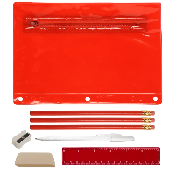 School kit translucent vinyl pouch containing three pencils, a pencil sharpener,... from ASI 52840 Evans Manufacturing