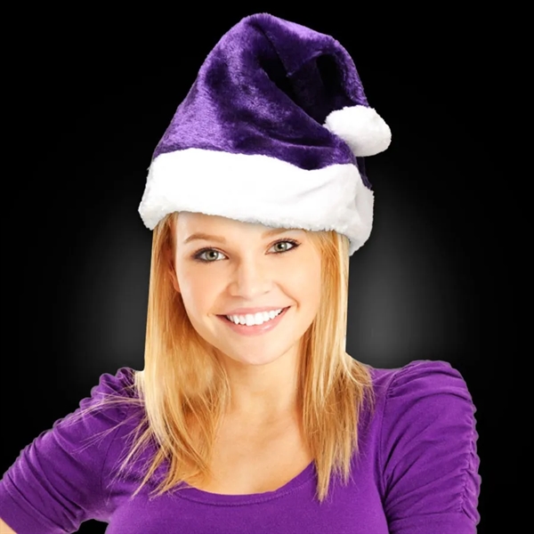 Purple plush Santa Claus cap with white faux fur cuff and... from ASI 42016 Brighter Promotions Inc
