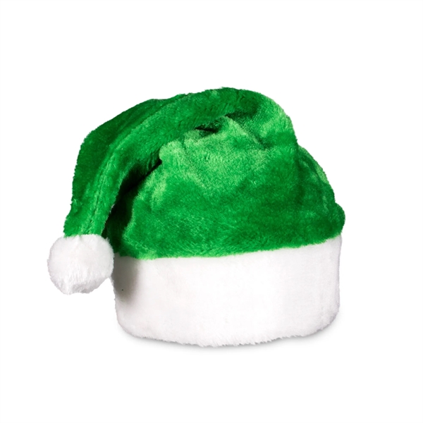 Green plush Santa Clauscap with white faux fur cuff and pompom.... from ASI 42016 Brighter Promotions Inc / Chemical Light™