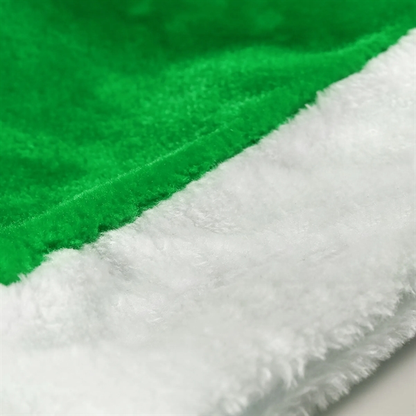 Green plush Santa Clauscap with white faux fur cuff and pompom.... from ASI 42016 Brighter Promotions Inc / Chemical Light™