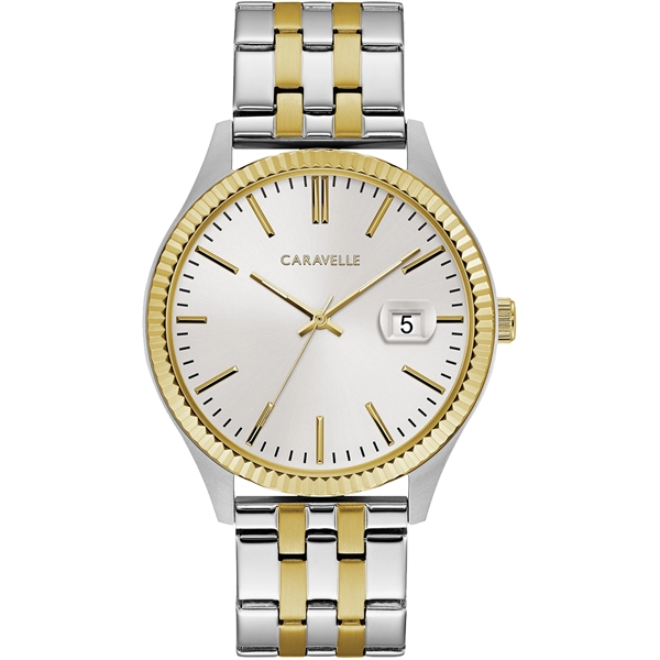 Elegant and perfectly refined describe this graphic white dial, three-hand gold-tone... from ASI 61966 HPG / HPG Gold Beacon Premium Brands
