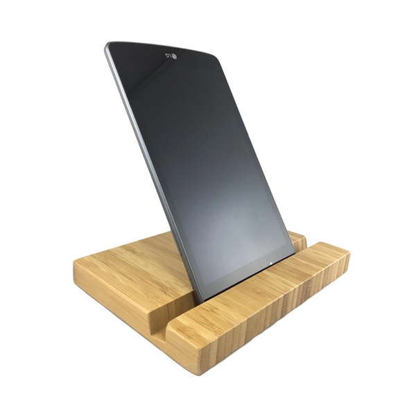 Bamboo constructed tablet stand with laser engraved graphics... from ASI 72657 Active Life Promo / Ingrain Promo