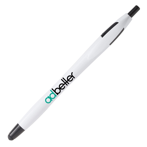 Zane pen with a classic hourglass shape, white body, colored trim,... from ASI 90859 Tempo Industries Inc