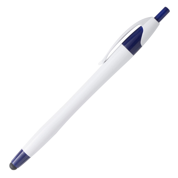 Zane pen with a classic hourglass shape, white body, colored trim,... from ASI 90859 Tempo Industries Inc