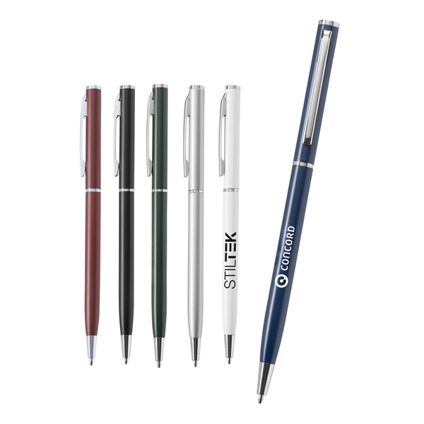 Iconic slim twist-action pen made of metal with silver trim.... from ASI 90859 Tempo Industries Inc / Tempoline