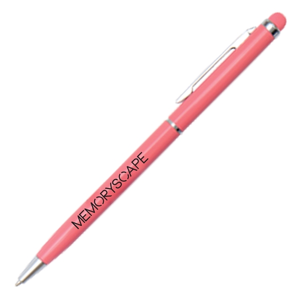 Slim twist-action metal pen available in vibrant colors with a stylus.... from ASI 90859 Tempo Industries Inc / Tempoline