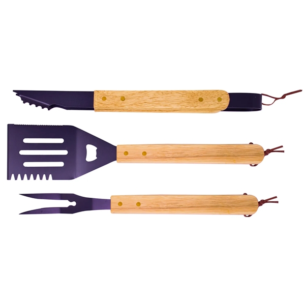Three-piece BBQ set with wood handles that includes a turner, fork... from ASI 38120 Ball Pro / Diversified Quality Kitchenware