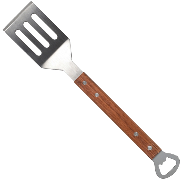 2.87"H x 15.5"W x 0.56"D heavy-duty stainless steel spatula with mahogany... from ASI 54040 Fey Promo / Mi Line by Fey