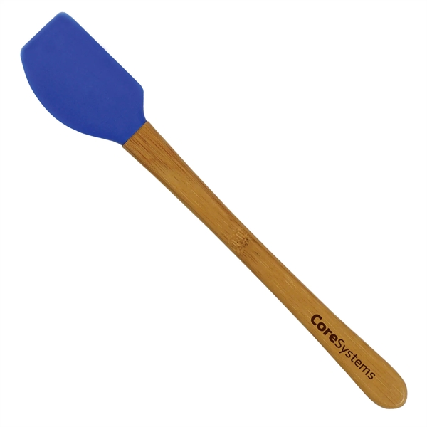 1.32"H x 8.25"W mini spatula that's made of bamboo and silicone... from ASI 54040 Fey Promo / Mi Line by Fey
