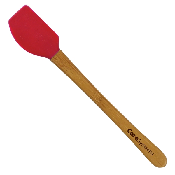 1.32"H x 8.25"W mini spatula that's made of bamboo and silicone... from ASI 54040 Fey Promo / Mi Line by Fey