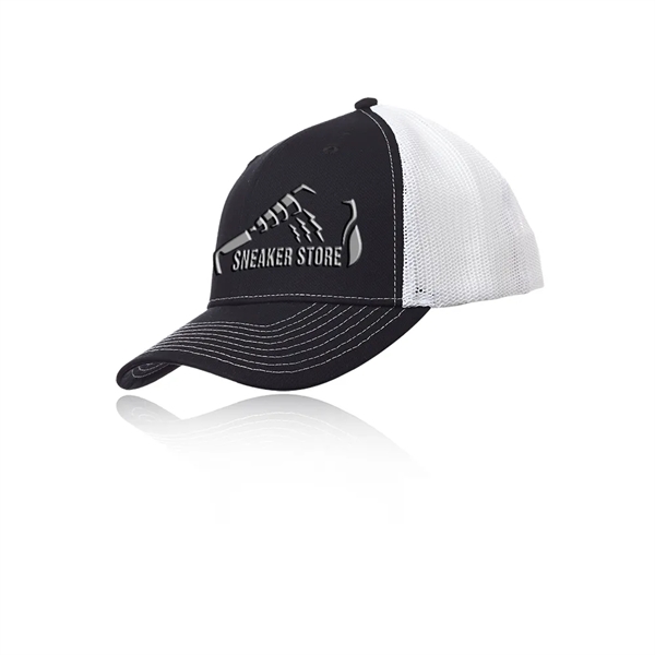 Structured trucker cap with six panel design, adjustable snapback closure, pre-curved... from ASI 39552 BEL Promo