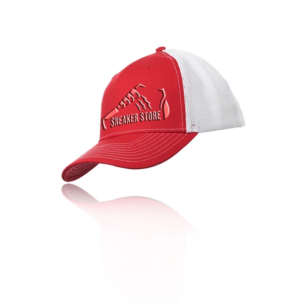 Structured trucker cap with six panel design, adjustable snapback closure, pre-curved... from ASI 39552 BEL Promo