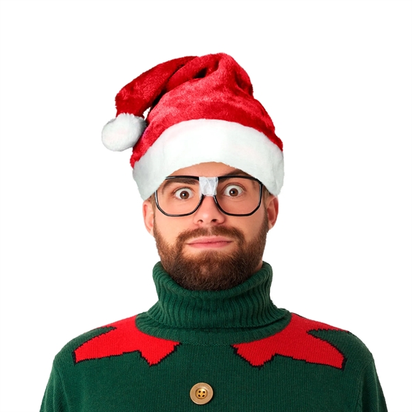 Red plush Santa Claus cap with white faux fur cuff and... from ASI 42016 Brighter Promotions Inc / Chemical Light™