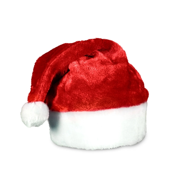 Red plush Santa Claus cap with white faux fur cuff and... from ASI 42016 Brighter Promotions Inc / Chemical Light™
