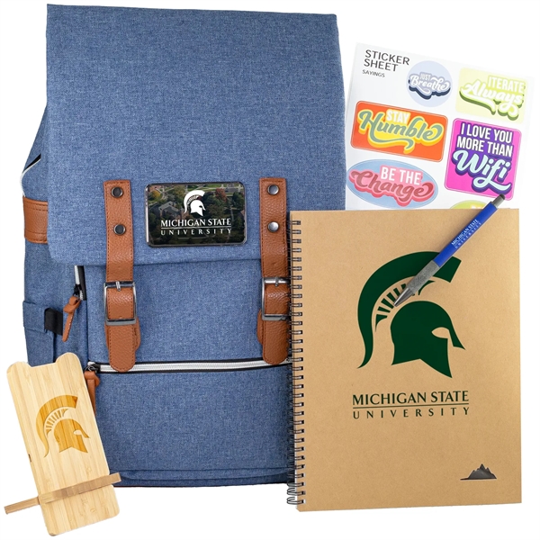 Orientation kit with a backpack, wireless charging dock, notebook, stylus pen,... from ASI 57653 Gold Bond
