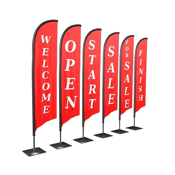 Advertising feather flag with fiberglass poles and light-blocking fabric in the... from ASI 37218 Athena Promo (tm)