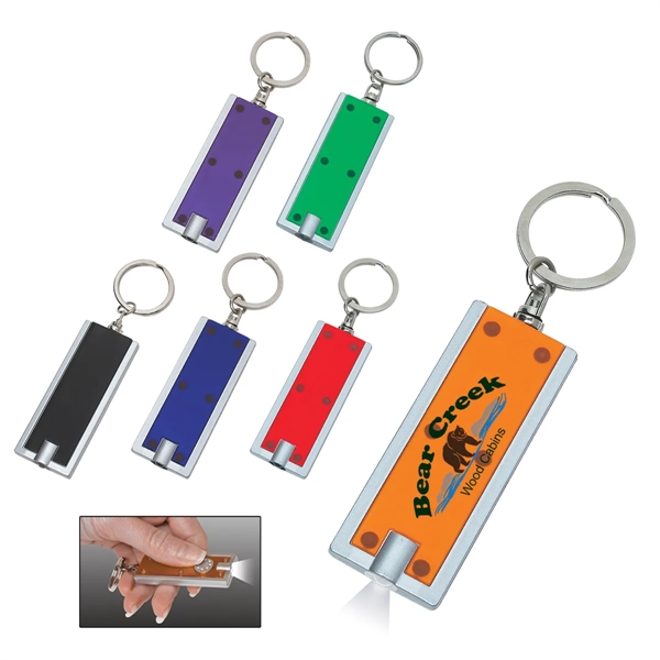 Rectangular LED keychain, batteries included, high power light beam.... from ASI 61125 Hit Promotional Products / Hit®