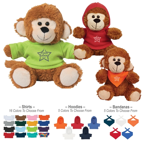 6" plush monkey with imprinted shirt... from ASI 61125 Hit Promotional Products / Hit®