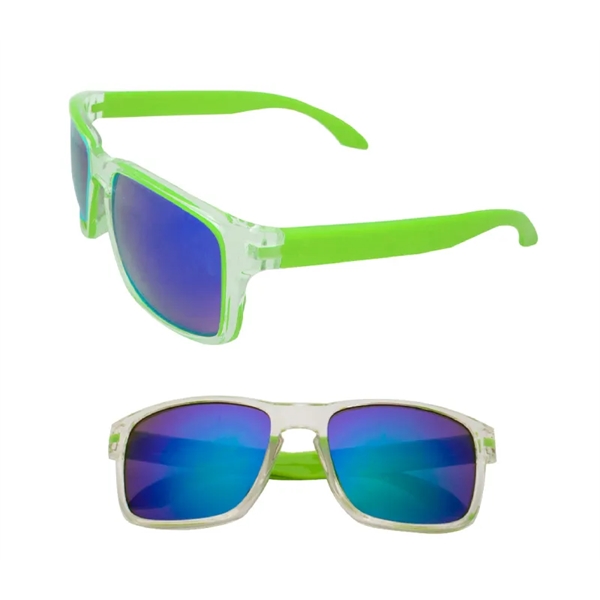 Two-tone mirror lenses polycarbonate sunglasses plus free 1 color silkscreen imprint... from ASI 37218 Athena Promo (tm)