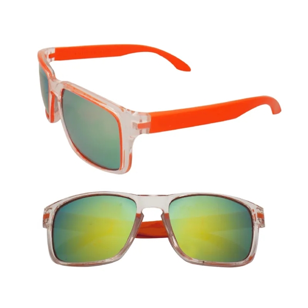 Two-tone mirror lenses polycarbonate sunglasses plus free 1 color silkscreen imprint... from ASI 37218 Athena Promo (tm)
