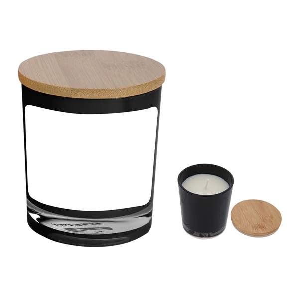 Bamboo soy single wick handle in soda lime class holder and... from ASI 61125 Hit Promotional Products / Hit®
