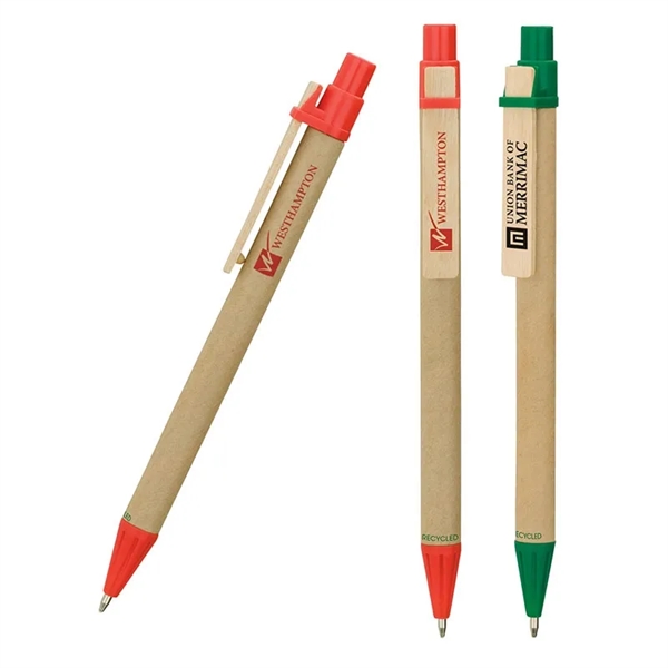 Paper ballpoint pen with plunger action mechanism, plastic tip and plunger... from ASI 67866 Logomark/Valumark