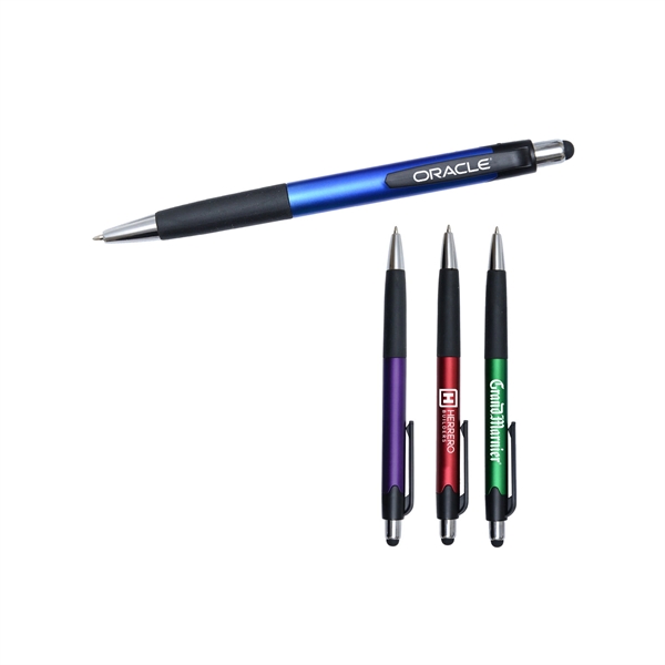 Retractable pen with a grip section and stylus for use on... from ASI 90859 Tempo Industries Inc