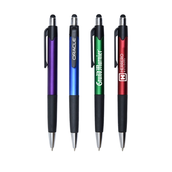 Retractable pen with a grip section and stylus for use on... from ASI 90859 Tempo Industries Inc