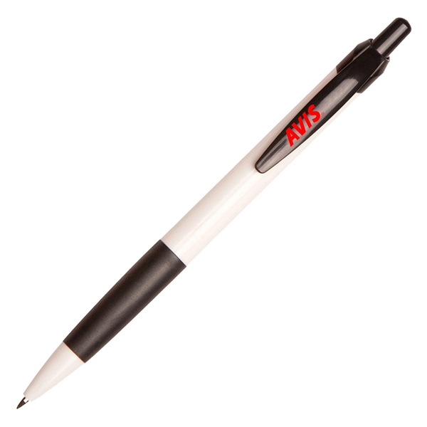 Click-action Elaine pen with a white body and matching color grips.... from ASI 90859 Tempo Industries Inc / Tempoline