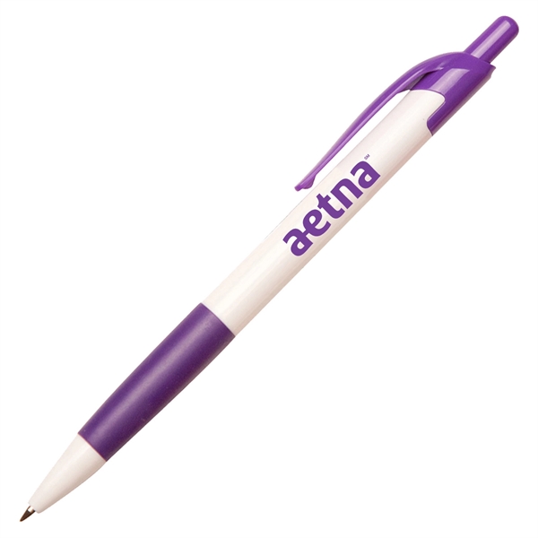 Click-action Elaine pen with a white body and matching color grips.... from ASI 90859 Tempo Industries Inc / Tempoline
