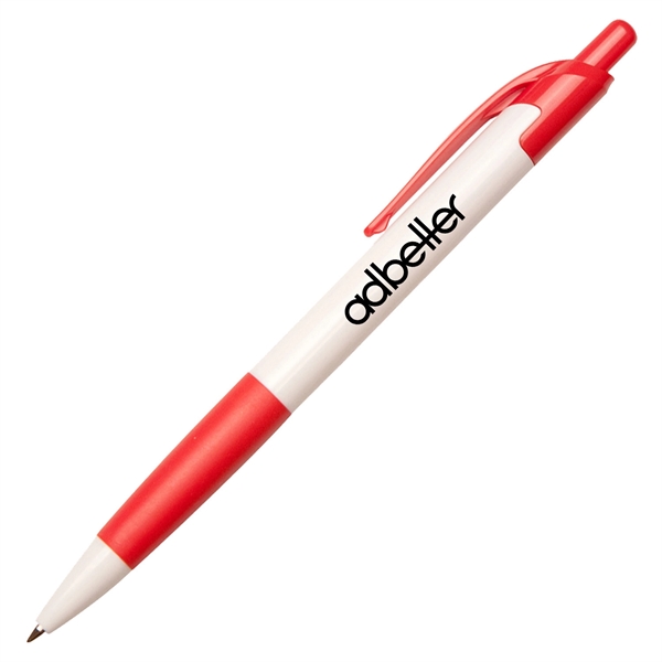Click-action Elaine pen with a white body and matching color grips.... from ASI 90859 Tempo Industries Inc / Tempoline