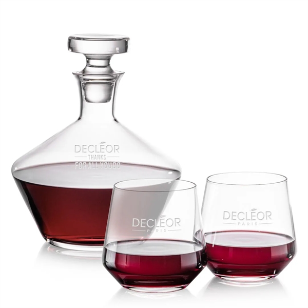 The Lead-free Crystalline Tucson Decanter & Stemless Wine Set is elegance... from ASI 84592 St Regis Group