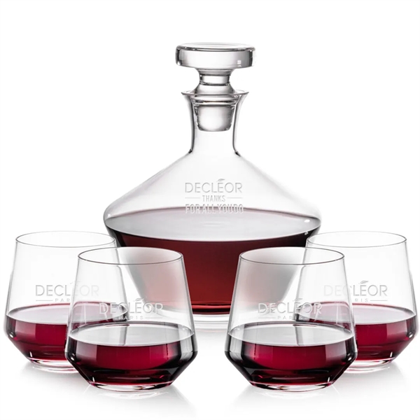 The Lead-free Crystalline Tucson Decanter & Stemless Wine Set is elegance... from ASI 84592 St Regis Group