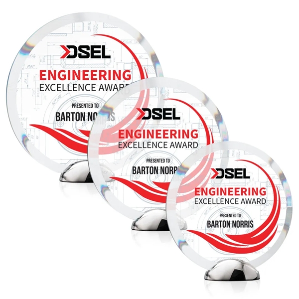 The Starfire Crystal Gardiner VividPrint™ Award features a circular shape with... from ASI 84592 St Regis Group / St Regis