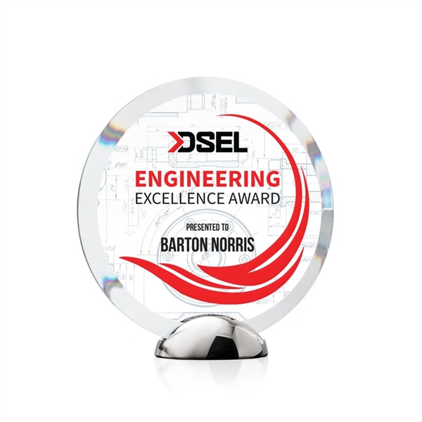 The Starfire Crystal Gardiner VividPrint™ Award features a circular shape with... from ASI 84592 St Regis Group / St Regis