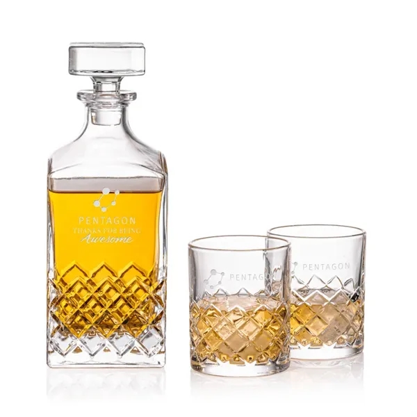 The Lead-Free Crystalline Longford Decanter Set includes a rectangular shaped decanter... from ASI 84592 St Regis Group