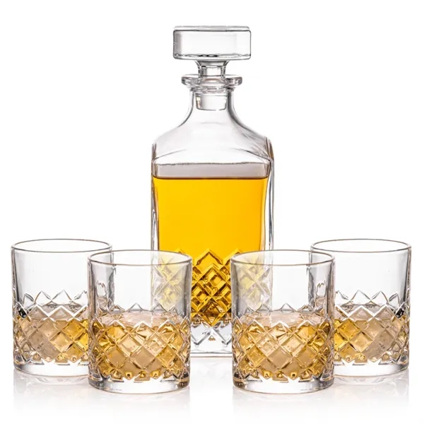 The Lead-Free Crystalline Longford Decanter Set includes a rectangular shaped decanter... from ASI 84592 St Regis Group