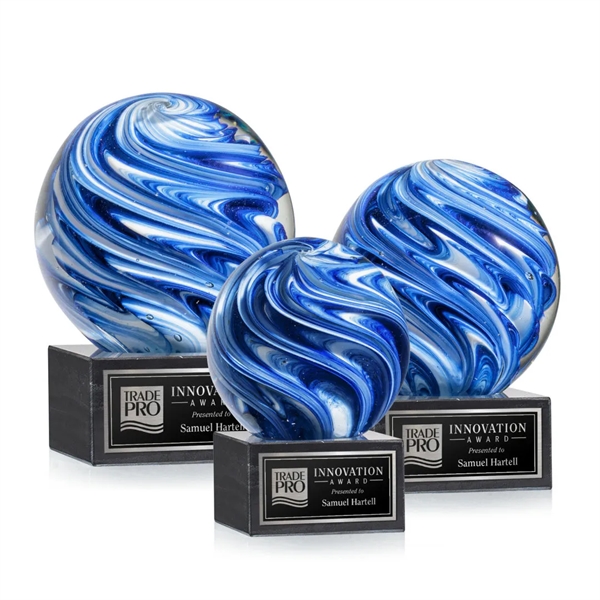 The mesmerizing Naples Art Glass Award features blue and white swirls... from ASI 84592 St Regis Group / St Regis
