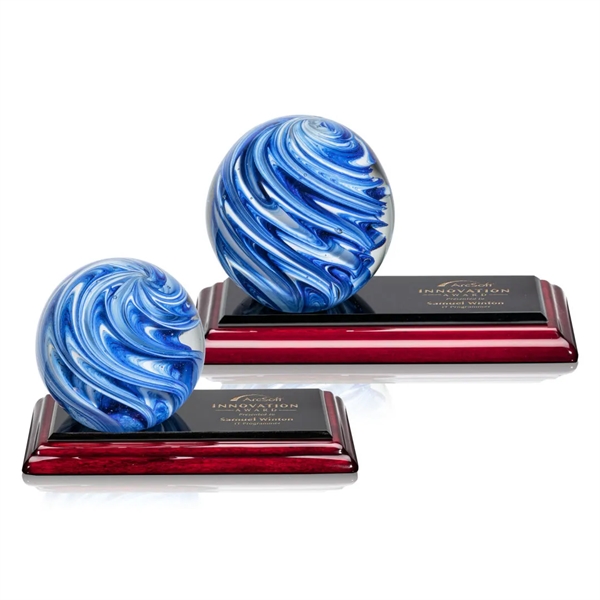 The mesmerizing Naples Art Glass Award features blue and white swirls... from ASI 84592 St Regis Group / St Regis