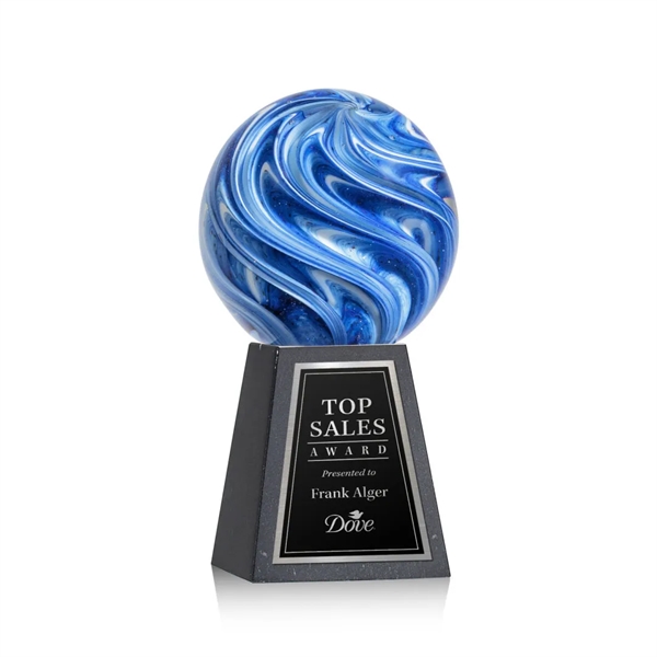 The mesmerizing Naples Art Glass Award features blue and white swirls... from ASI 84592 St Regis Group / St Regis