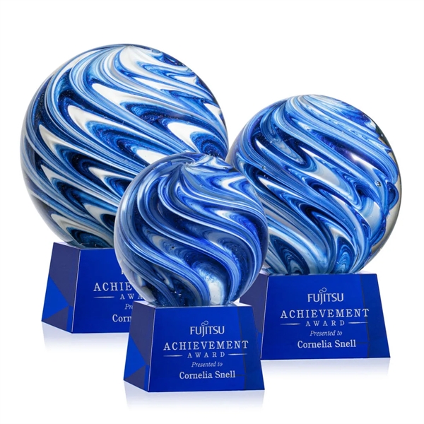 The mesmerizing Naples Art Glass Award features blue and white swirls... from ASI 84592 St Regis Group / St Regis
