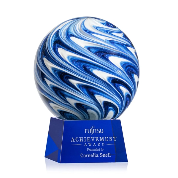 The mesmerizing Naples Art Glass Award features blue and white swirls... from ASI 84592 St Regis Group / St Regis