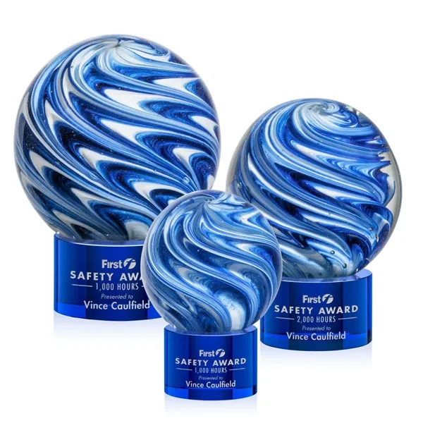 The mesmerizing Naples Art Glass Award features blue and white swirls... from ASI 84592 St Regis Group / St Regis