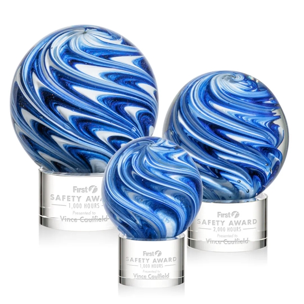 The mesmerizing Naples Art Glass Award features blue and white swirls... from ASI 84592 St Regis Group / St Regis