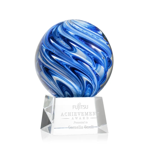 The mesmerizing Naples Art Glass Award features blue and white swirls... from ASI 84592 St Regis Group / St Regis