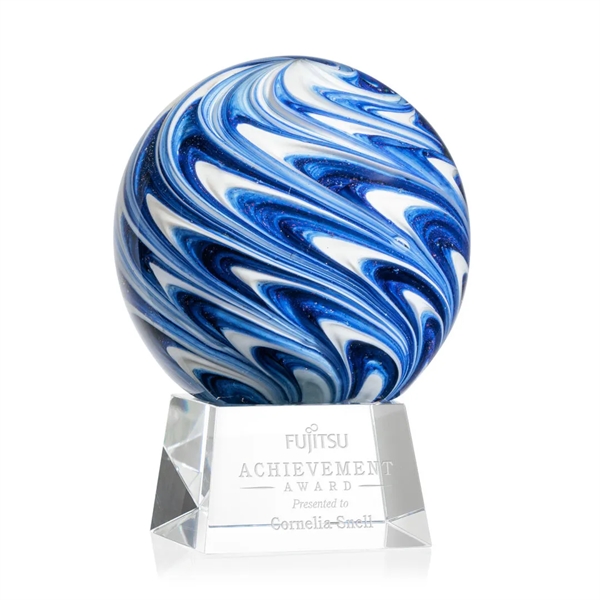 The mesmerizing Naples Art Glass Award features blue and white swirls... from ASI 84592 St Regis Group / St Regis