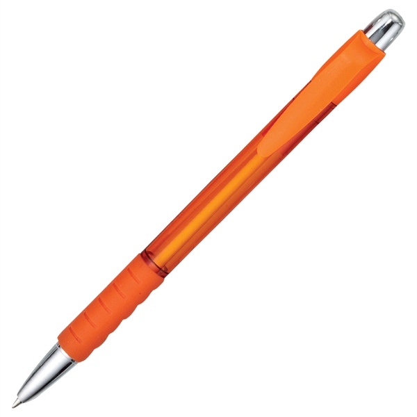 Retractable pen with a translucent colored barrel, opaque colored clip, matching... from ASI 90859 Tempo Industries Inc / Tempoline
