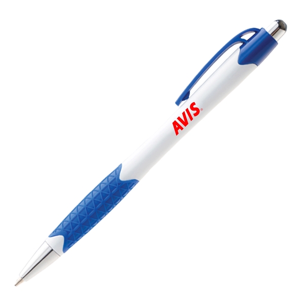 Click-action Vacation II pen made of white plastic with colorful trim... from ASI 90859 Tempo Industries Inc / Tempoline