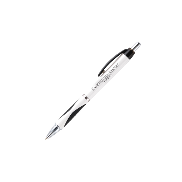 Click-action Daytona pen made of plastic with a white barrel, chrome... from ASI 90859 Tempo Industries Inc / Tempoline