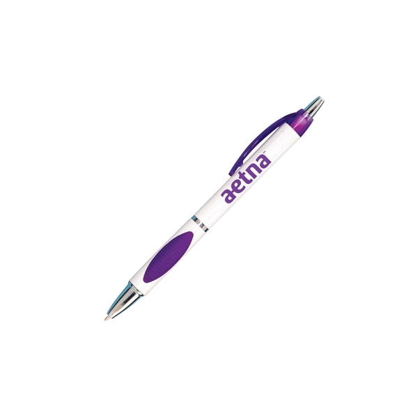 Click-action Daytona pen made of plastic with a white barrel, chrome... from ASI 90859 Tempo Industries Inc / Tempoline